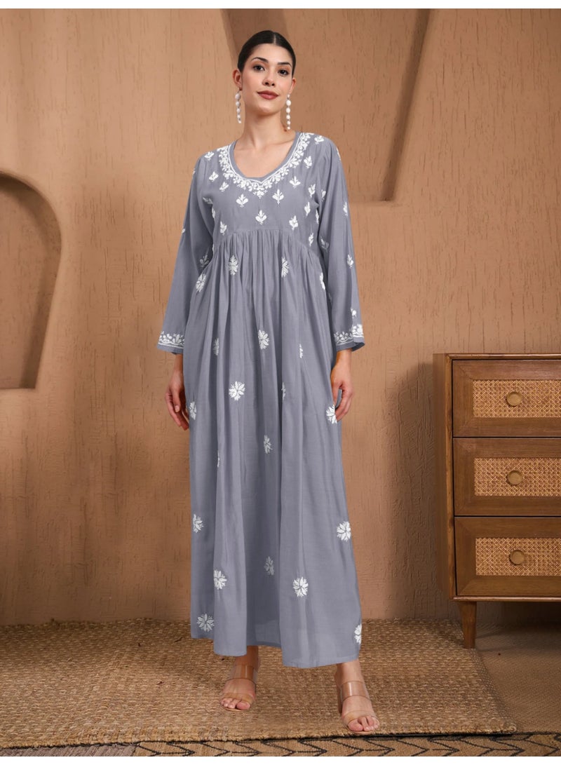 الايا جلابية شانديري مطرزة يدويًا شيكانكاري - Image 3