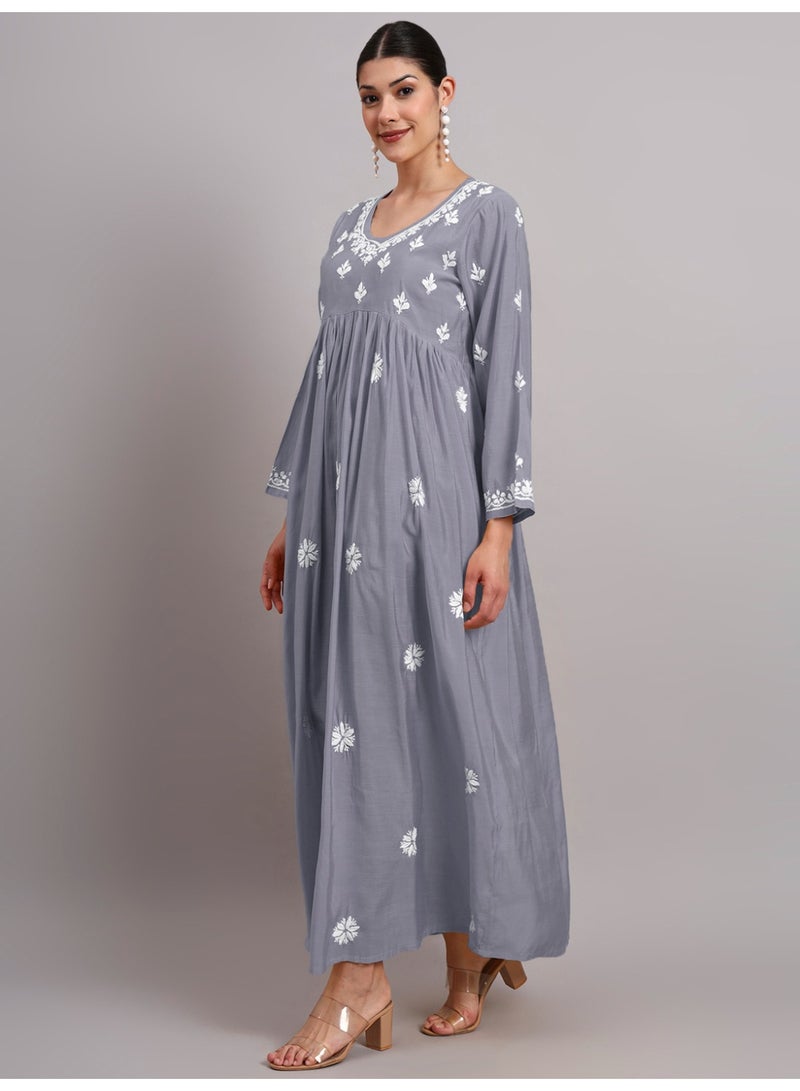 الايا جلابية شانديري مطرزة يدويًا شيكانكاري - Image 4