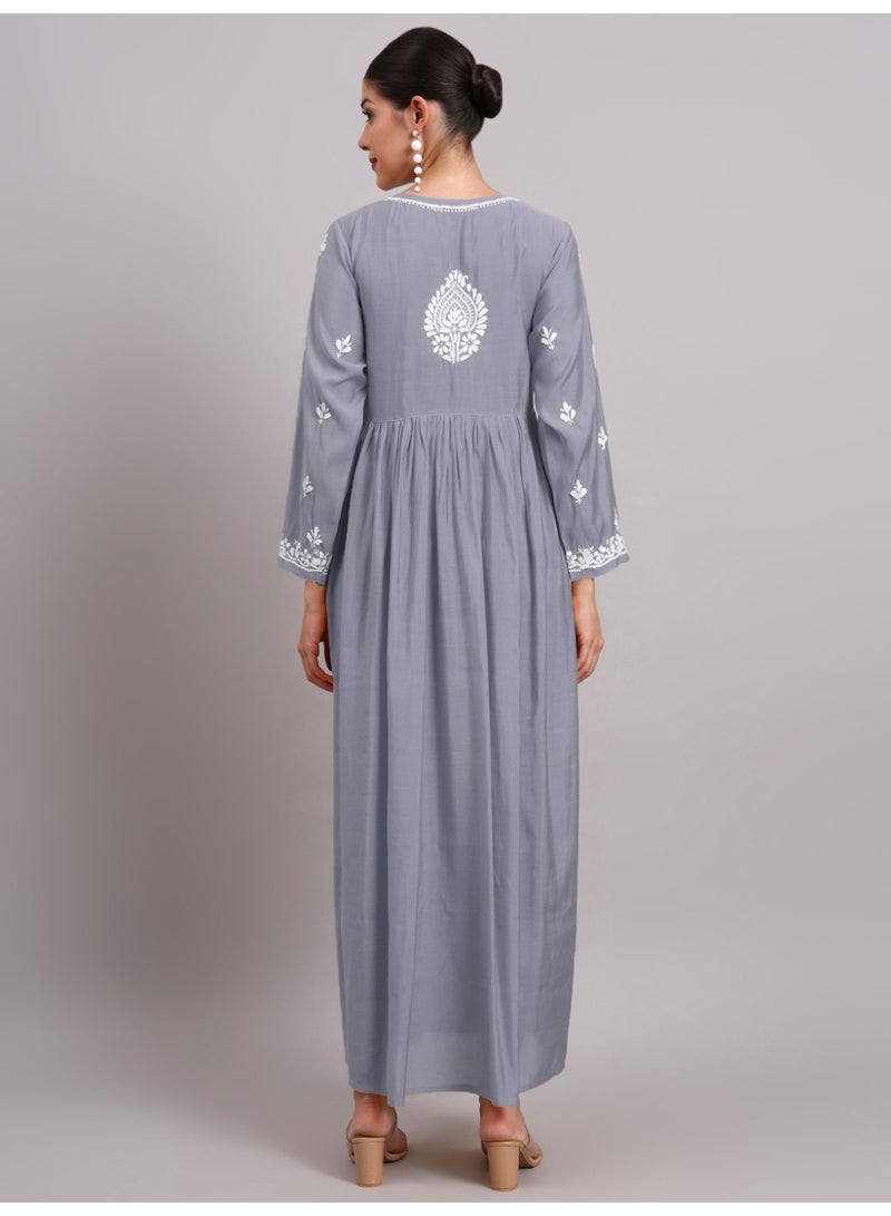 الايا جلابية شانديري مطرزة يدويًا شيكانكاري - Image 2