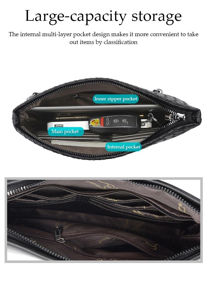 DUNISO Men's Clutch Bag, Leather Wallet, Card Holder, Clutch Envelope Bag, Fashion Youth Bag Trendy Weaving Pattern, Storage Wrist Bag, Men's Gift - Image 5