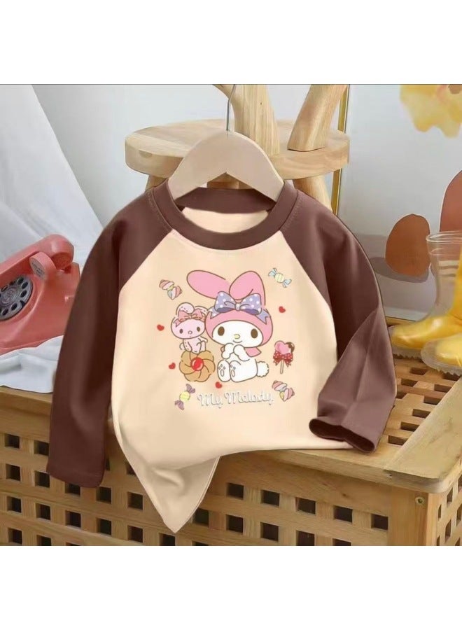 Girls' Double-sided Thermal Base Shirt Autumn And Winter Stylish Big Kids Raglan Color-blocking Warm Crew Neck Top Trendy - Image 3