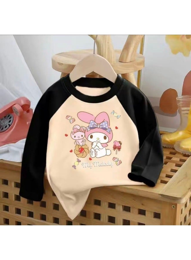 Girls' Double-sided Thermal Base Shirt Autumn And Winter Stylish Big Kids Raglan Color-blocking Warm Crew Neck Top Trendy - Image 4