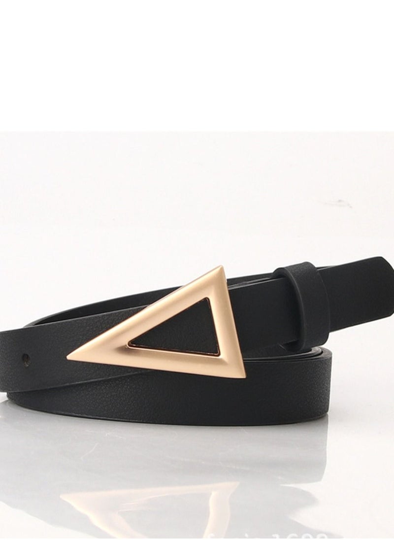 Loquat - Ladies Belt Alloy Triangle Button 107cm Black - Image 1