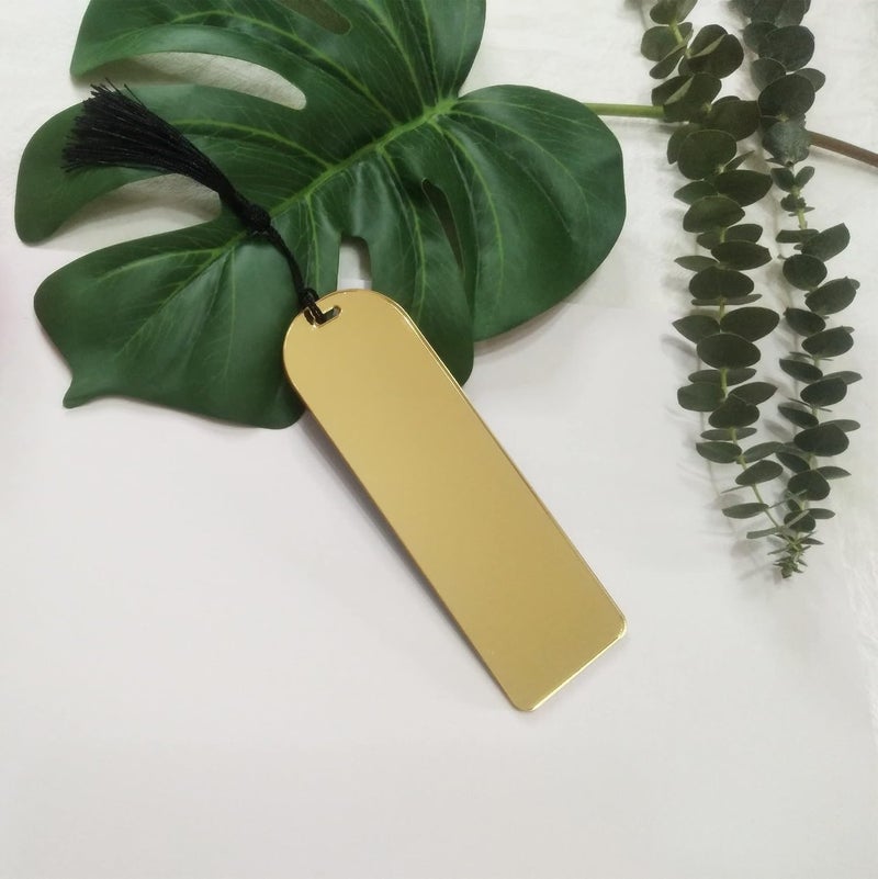 MEYA 10pcs Acrylic Mirrored Bookmark Banks Mirror Planner BookmarksAcrylic Blank Bookmark with Mini Bookmark Tassels for DIY Projects and Present Tags Gold Mirror - Image 4