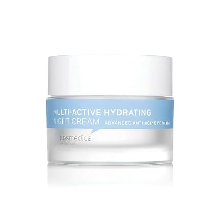 Cosmedica Skincare Multi-Active Hydrating Night Cream - Revitalizing Overnight Moisturizer & Anti-Aging Cream for Face and Neck with Hyaluronic Acid, Organic Shea, Glycolic Acid and Vitamin E 2 oz - Image 1