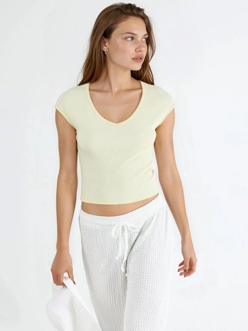 BUSEM V-Neck Ribbed Blouse - Image 4