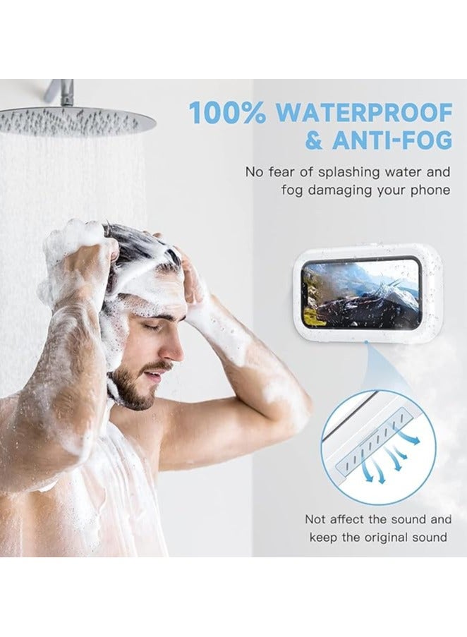 PROMASS Waterproof Shower Phone Holder with Touch Screen, Anti-Fog Angle Adjustable, 360° Rotation Wall Phone Case for 4" - 6.8" Cell Phone (White) - Image 2
