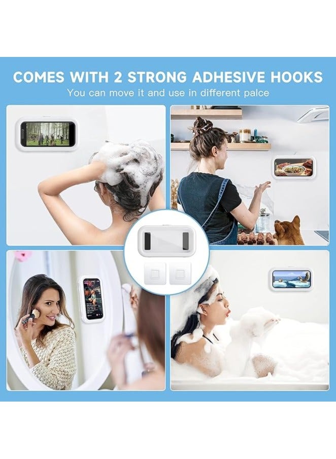 PROMASS Waterproof Shower Phone Holder with Touch Screen, Anti-Fog Angle Adjustable, 360° Rotation Wall Phone Case for 4" - 6.8" Cell Phone (White) - Image 4
