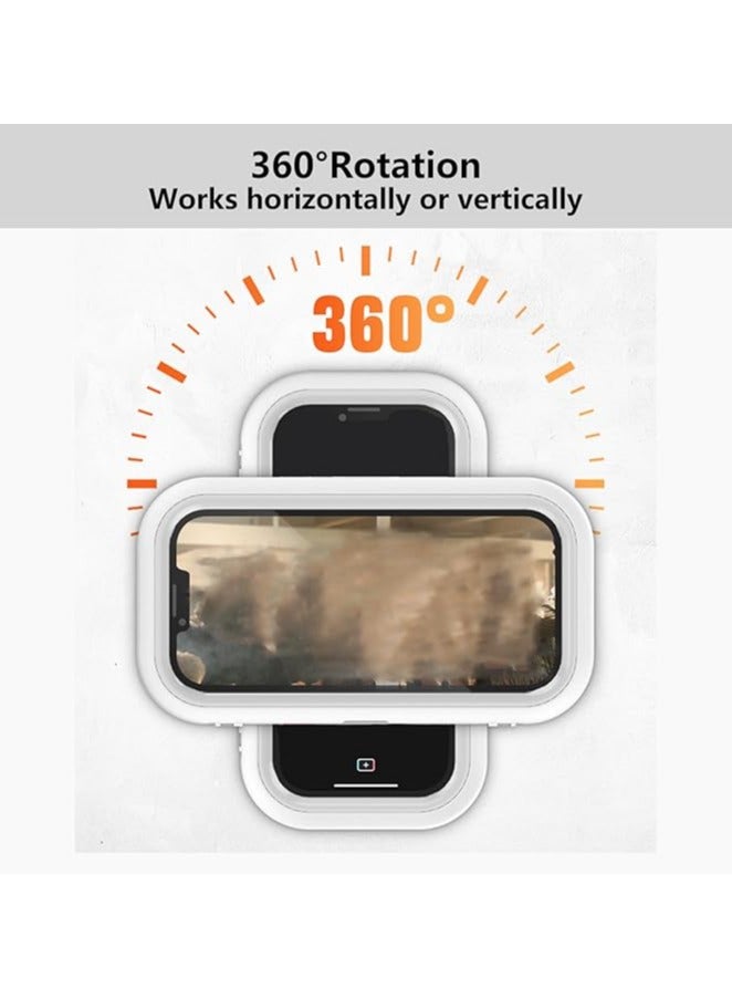 PROMASS Waterproof Shower Phone Holder with Touch Screen, Anti-Fog Angle Adjustable, 360° Rotation Wall Phone Case for 4" - 6.8" Cell Phone (White) - Image 5