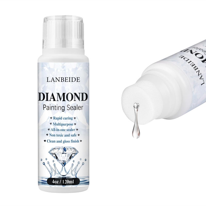 LANBEIDE Diamond Painting Sealer, 5D Diamond Painting Glue Permanent Hold & Shine Effect Sealer for Diamond Painting and Puzzle Glue 120ML (4 OZ) - Image 1