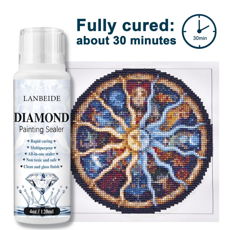 LANBEIDE Diamond Painting Sealer, 5D Diamond Painting Glue Permanent Hold & Shine Effect Sealer for Diamond Painting and Puzzle Glue 120ML (4 OZ) - Image 3