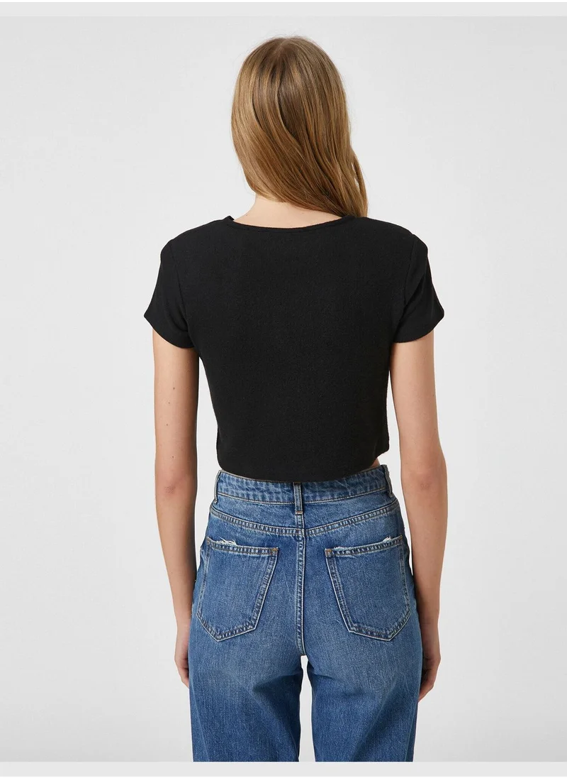KOTON Cotton Short Sleeve Crew Neck T-Shirt
