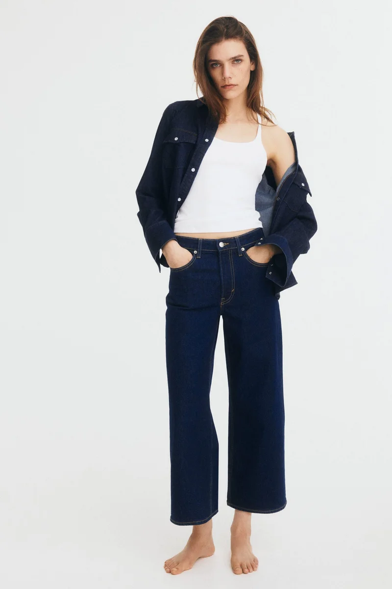 H&M Wide High Cropped Jeans