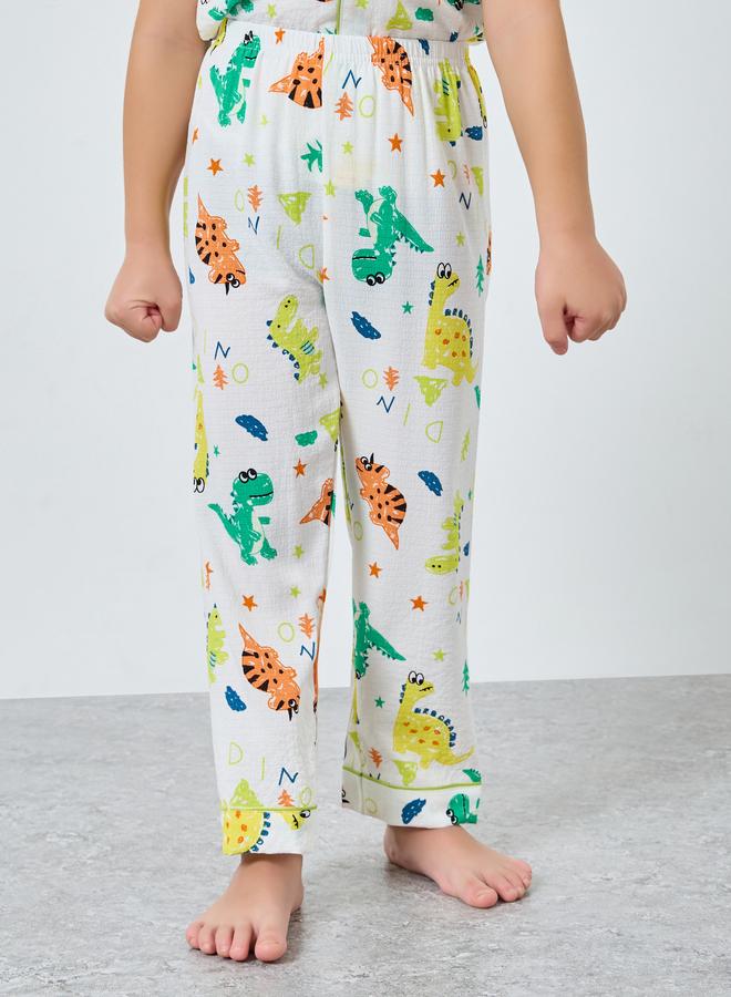 تايك تو طقم بيجاما من بنطال وقميص بطبعة جرافيك - Image 4