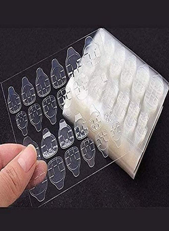 PM FABRICS (144 Tabs 6Sheets) Nail Stickers Double Sided Adhesive Tabs Nails Glue Sticker Transparent Waterproof Glue Sticky Tabs for Nails Strong Hold Nail Tabs Fake Nails Sticker (6 Sheets 144Tabs) - Image 1