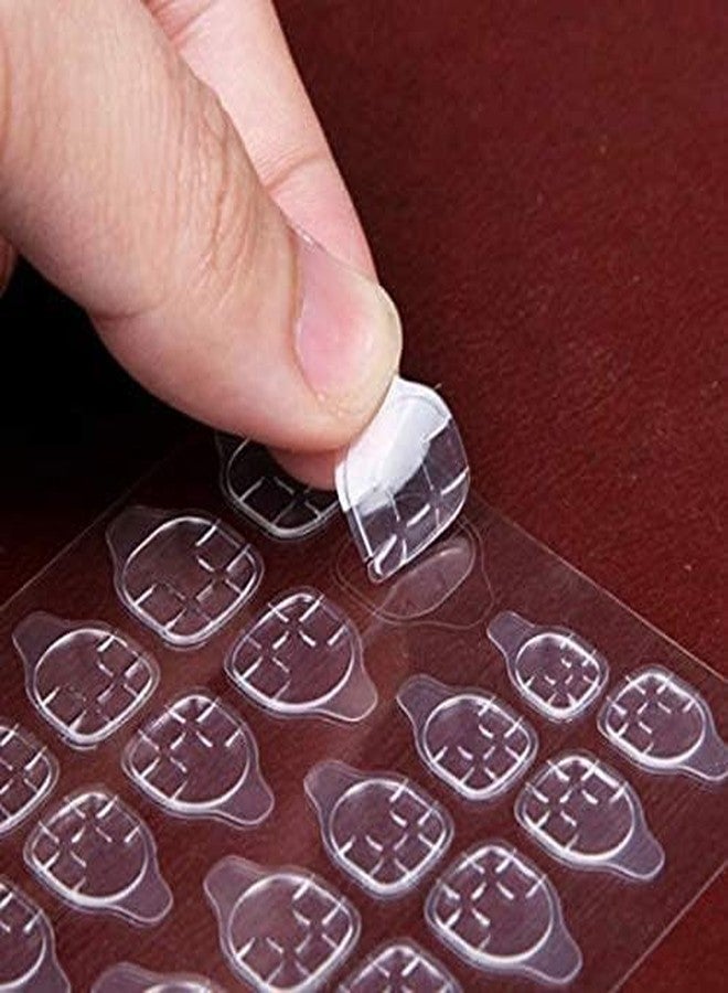 PM FABRICS (144 Tabs 6Sheets) Nail Stickers Double Sided Adhesive Tabs Nails Glue Sticker Transparent Waterproof Glue Sticky Tabs for Nails Strong Hold Nail Tabs Fake Nails Sticker (6 Sheets 144Tabs) - Image 2
