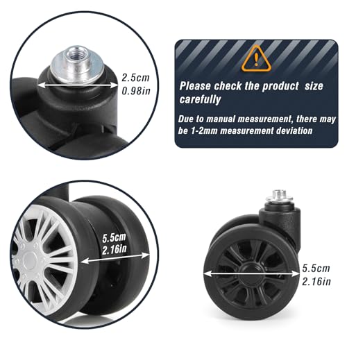 Zoofen Luggage Replacement Wheels 2 pcs Suitcase Replacement Wheels Wear-Resistant Luggage Wheels for Most Suitcase Repair(ZLN-5,Silver） - Image 2
