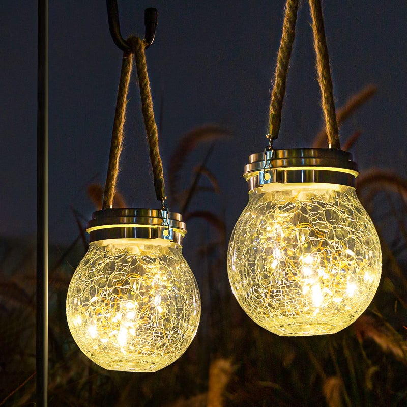 ROSHWEY Solar Lantern Gifts for Women, 2 Pack Hanging Garden Decor Lights Outdoor Waterproof with 30 LED for Halloween Christmas Easter Gift - Image 1