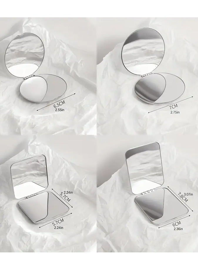 Rozino 1pc Portable Double-Sided Stainless Steel Makeup Mirror for Women - Perfect for Travel and Students  - Image 4