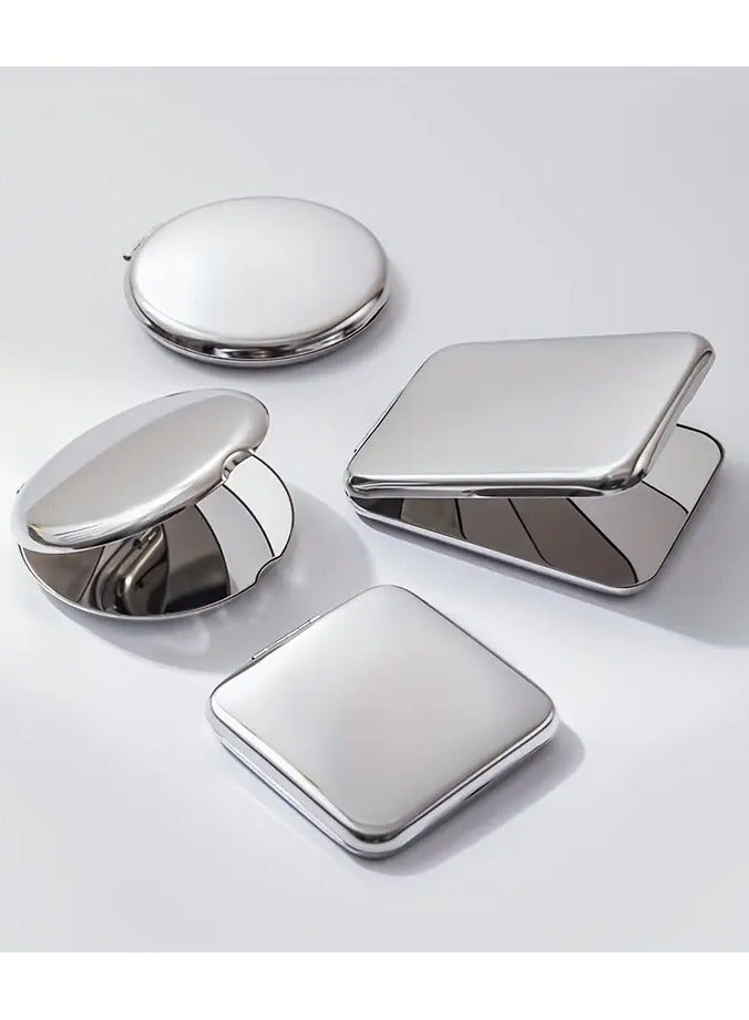 Rozino 1pc Portable Double-Sided Stainless Steel Makeup Mirror for Women - Perfect for Travel and Students  - Image 5