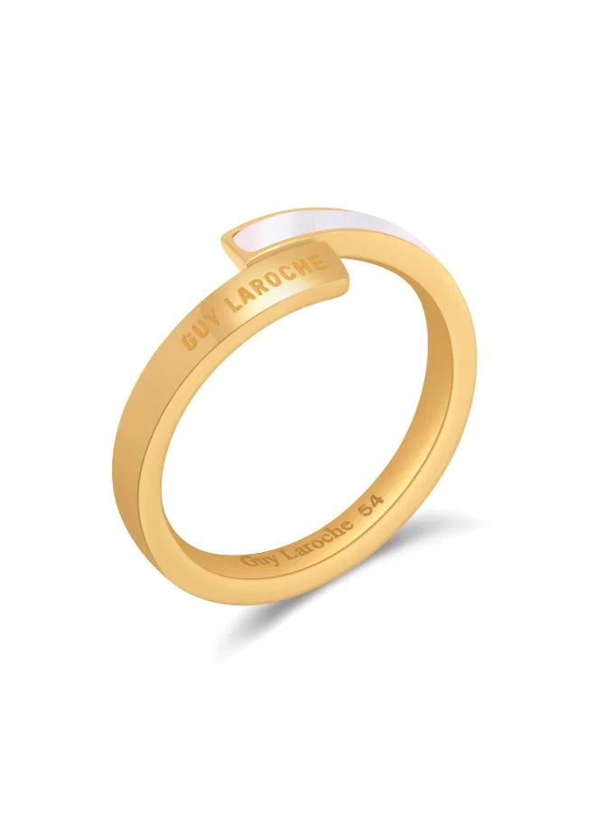 Guy Laroche  Aurore Gold-Plated Mother of Pearl & Logo Ring for Women 54mm for Women | Best Price UAE
