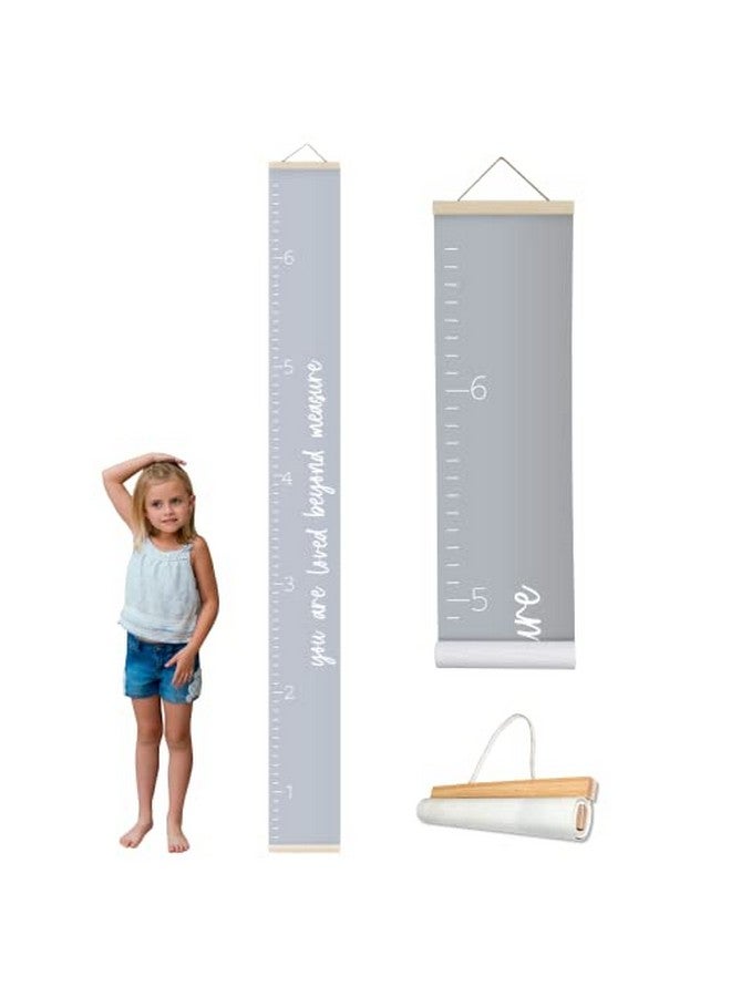 Morxy Canvas Growth Chart For Kids Unisex Kids Room Wall Decor Measuring Height Chart Wall Tape With Height Chart For Kids (Loved Beyond Measure Gray) - Image 1