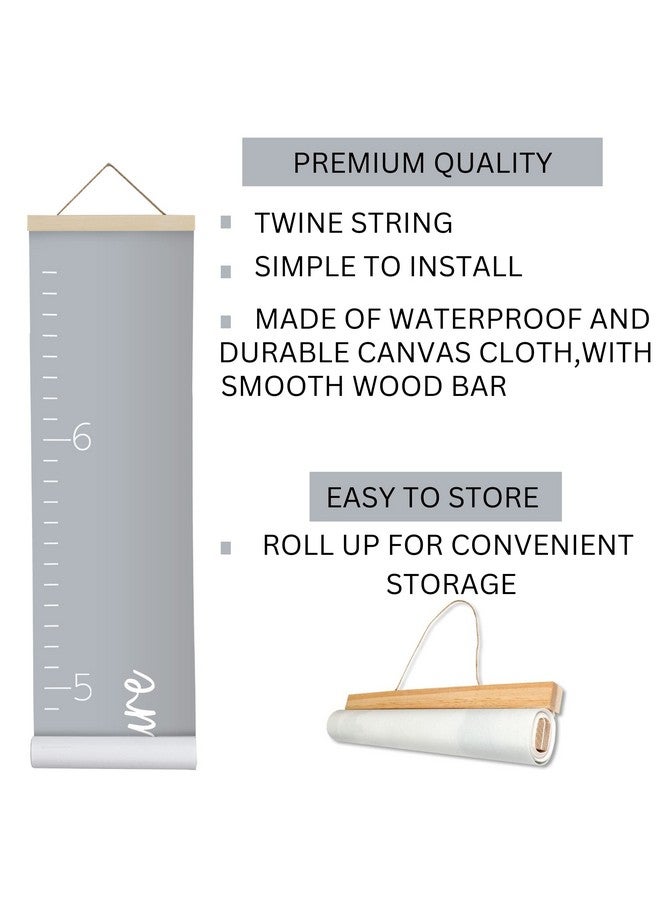Morxy Canvas Growth Chart For Kids Unisex Kids Room Wall Decor Measuring Height Chart Wall Tape With Height Chart For Kids (Loved Beyond Measure Gray) - Image 3