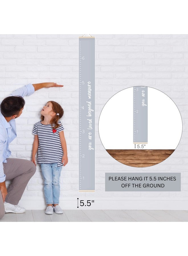 Morxy Canvas Growth Chart For Kids Unisex Kids Room Wall Decor Measuring Height Chart Wall Tape With Height Chart For Kids (Loved Beyond Measure Gray) - Image 4