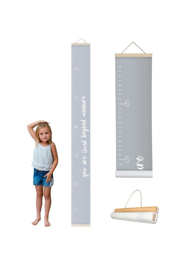 Morxy Canvas Growth Chart For Kids Unisex Kids Room Wall Decor Measuring Height Chart Wall Tape With Height Chart For Kids (Loved Beyond Measure Gray) - Image 2