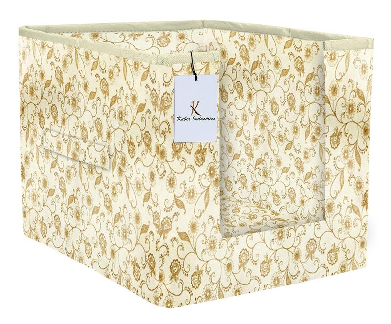 Kuber Industries Metallic Printed 4 Piece Non Woven Shirt Stacker Wardrobe Organizer Set Brown Beige CTKTC034948 - Image 5