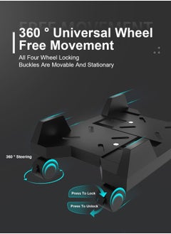 FlashHawk Mobile Computer CPU Tower Stand, Adjustable PC Tower Stand, Holder Cart for Office Home, Computer Case Riser, for Gamers and Students, Black  - Image 3