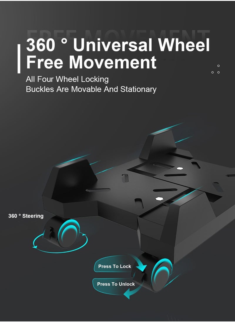 FlashHawk - Mobile Computer CPU Tower Stand, Adjustable PC Tower Stand, Holder Cart for Office Home, Computer Case Riser, for Gamers and Students, Black - Image 1