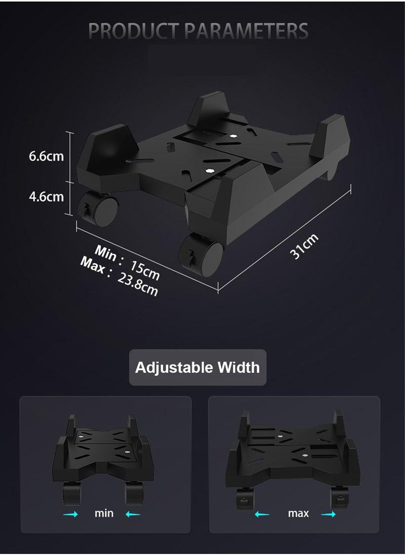 FlashHawk - Mobile Computer CPU Tower Stand, Adjustable PC Tower Stand, Holder Cart for Office Home, Computer Case Riser, for Gamers and Students, Black - Image 1