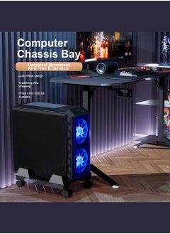 FlashHawk Mobile Computer CPU Tower Stand, Adjustable PC Tower Stand, Holder Cart for Office Home, Computer Case Riser, for Gamers and Students, Black  - Image 2