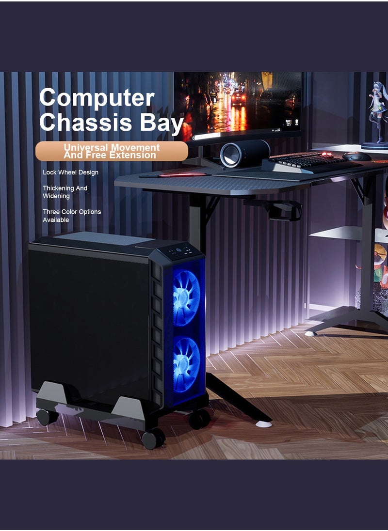 FlashHawk - Mobile Computer CPU Tower Stand, Adjustable PC Tower Stand, Holder Cart for Office Home, Computer Case Riser, for Gamers and Students, Black - Image 1