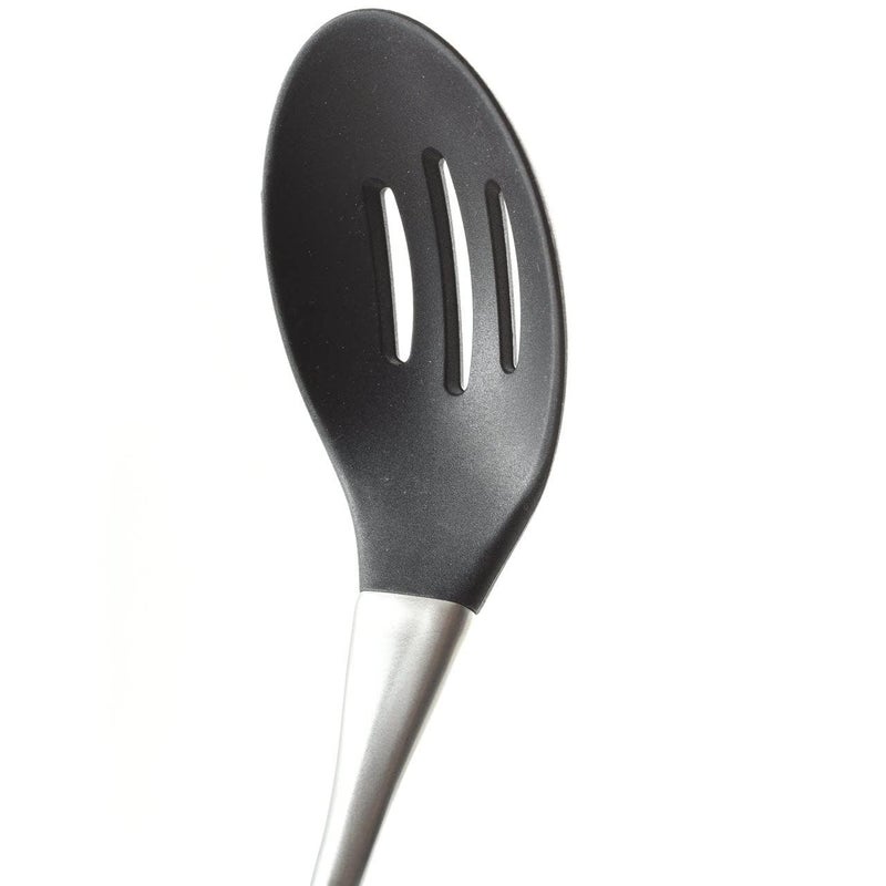 Baskety Basics Silicone Slotted Spoon 32 cm High Heat Resistant to 480F Hygienic One Piece Design Large Serving and Draining Spoon Steel Spoon Hole Black - Image 3