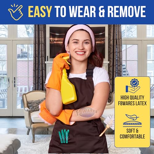 F8WARES 2 Pairs Multi Purpose Extra Thick Rubber Hand Gloves for Cleaning, Dish-washing, Gardening and Industrial Use with Anti Slip Grip - Reusable & Waterproof Suitable for Kitchen Bathroom & Toilet - Image 2