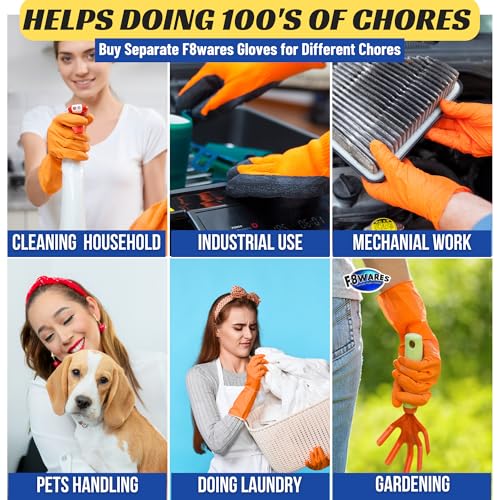 F8WARES 2 Pairs Multi Purpose Extra Thick Rubber Hand Gloves for Cleaning, Dish-washing, Gardening and Industrial Use with Anti Slip Grip - Reusable & Waterproof Suitable for Kitchen Bathroom & Toilet - Image 5