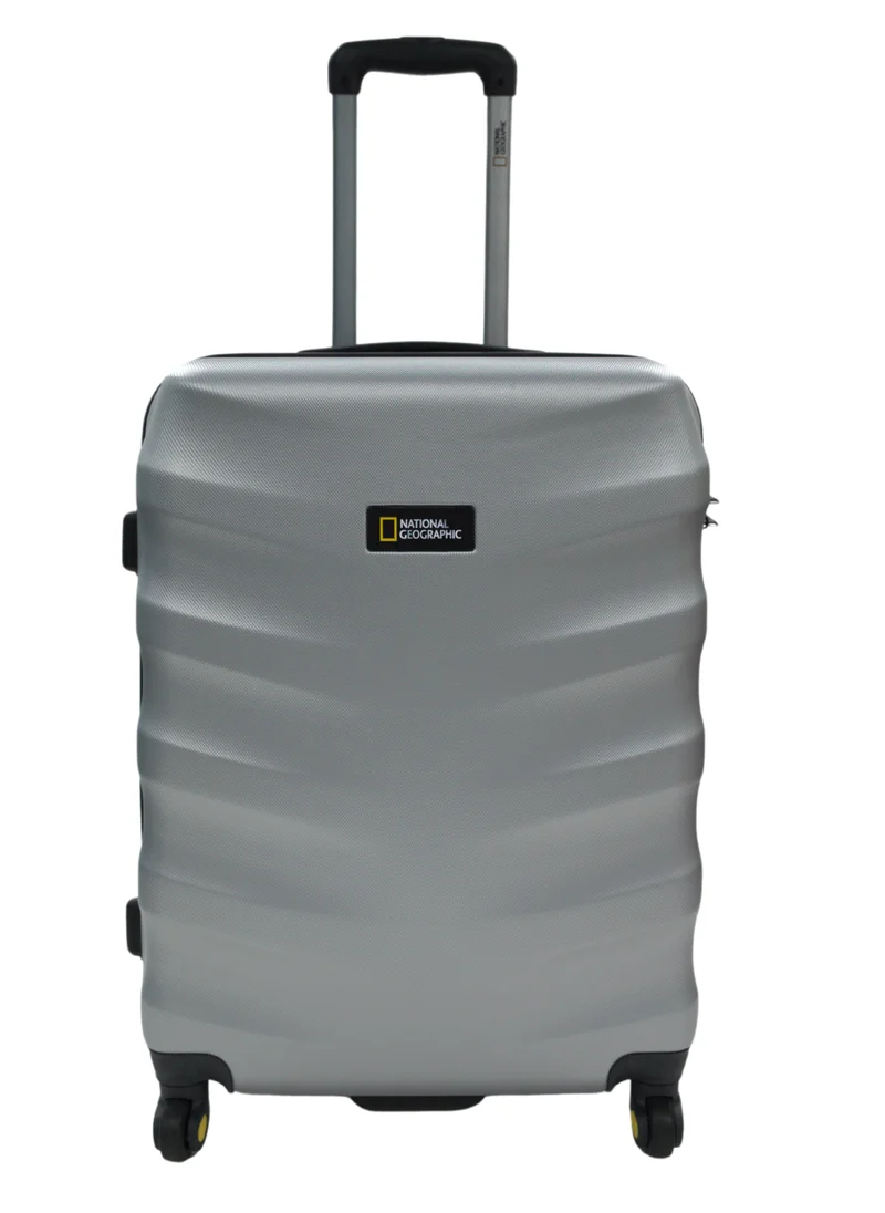 ناشيونال چيوغرافيك National Geographic Arete ABS Hard Case Large Check-In Travel Suitcase Silver, Durable Lightweight Travel Luggage, 4 Wheel Trolley Bag with TSA Combination Lock (28 Inch).