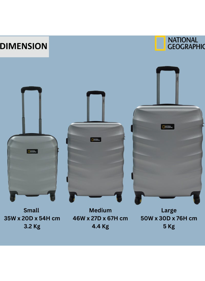 NATIONAL GEOGRAPHIC - National Geographic Arete ABS Hard Case Large Check-In Travel Suitcase Silver, Durable Lightweight Travel Luggage, 4 Wheel Trolley Bag with TSA Combination Lock (28 Inch). - Image 1