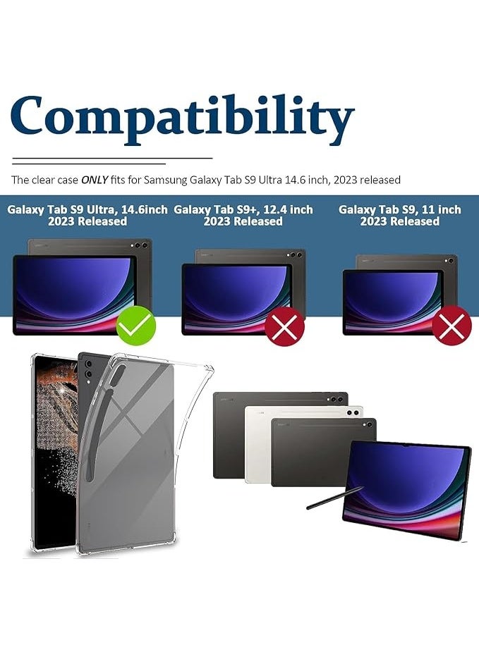 Case for Samsung Galaxy Tab S10 Ultra 2024/ S9 Ultra 2023 Tablet 14.6 Inch Case, Soft TPU Shookproof Ultra-Thin Lightweight Anti-Scratch Protective Cover for Galaxy Tab S10 Ultra-Clear - Image 3