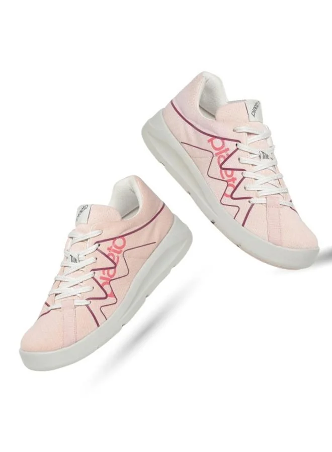 PLAETO Womens Pink Casual Sneakers - Flat Sole Comfort