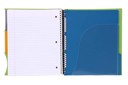 Mintra Office Durable PREMIUM Spiral Notebook, ((Green, 3 Subject, 8.5in x 11in)), Fabric Covered Coils, No Snags, Removable Adjustable Pocket Dividers, Ruler, Organization, Customizable - Image 5