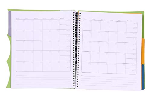 Mintra Office Durable PREMIUM Spiral Notebook, ((Green, 3 Subject, 8.5in x 11in)), Fabric Covered Coils, No Snags, Removable Adjustable Pocket Dividers, Ruler, Organization, Customizable - Image 4