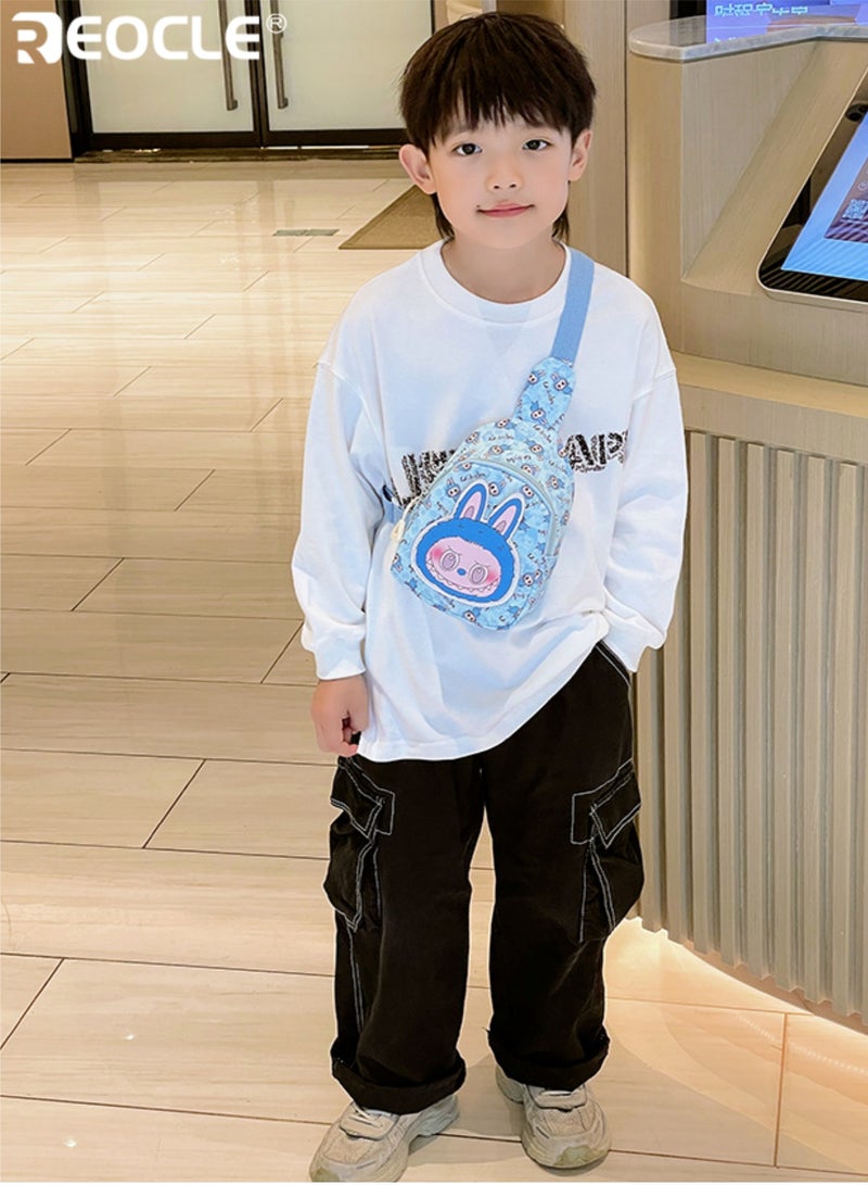 ريوكل حقيبة صدر للأطفال بطبعة شخصيات حقيبة صغيرة عصرية للارتداء بشكل صليبي ظهر يومي عارض صغير حقيبة محمولة ذات كتف واحد - Image 2