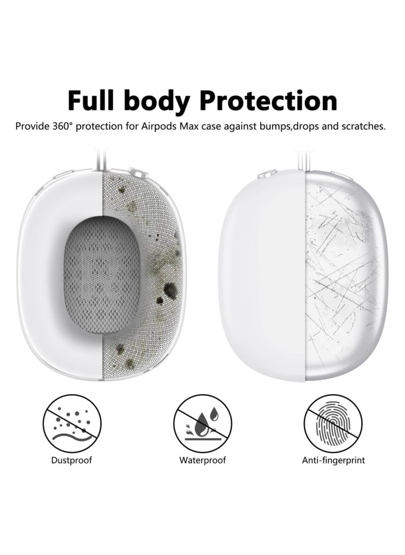 AROAQ - Silicone Cases Suitable for Apple AirPods Max 3-in-1 Headphones Anti-Scratch Ear Cups Cover Headband Cover and Ear Pad Protector Case Skin Accessories (White) - Image 1