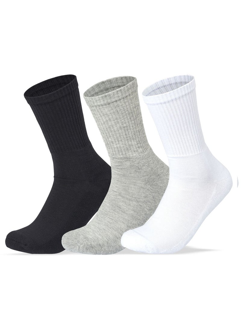 سام سوكس مجموعة من 3 جوارب رياضية نصف فوطة للنساء، اسود-ابيض-رمادي سادة 36-40 EU - Image 1