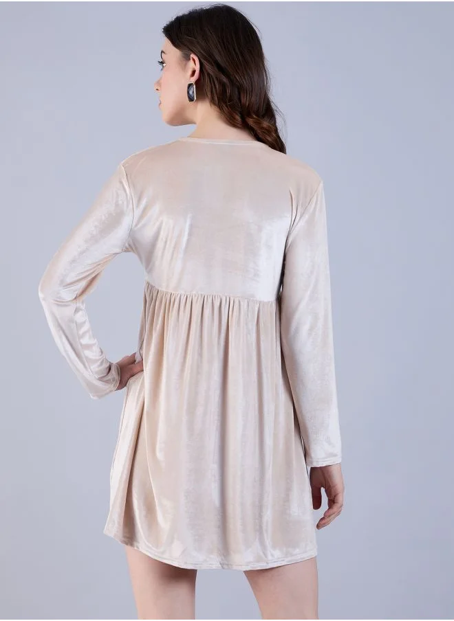 Freehand Women Fit and Flared Party Wear Solid Mini Dress