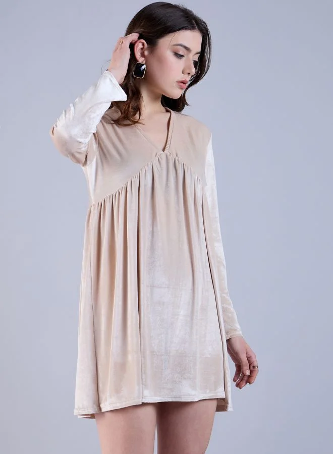 Freehand Women Fit and Flared Party Wear Solid Mini Dress