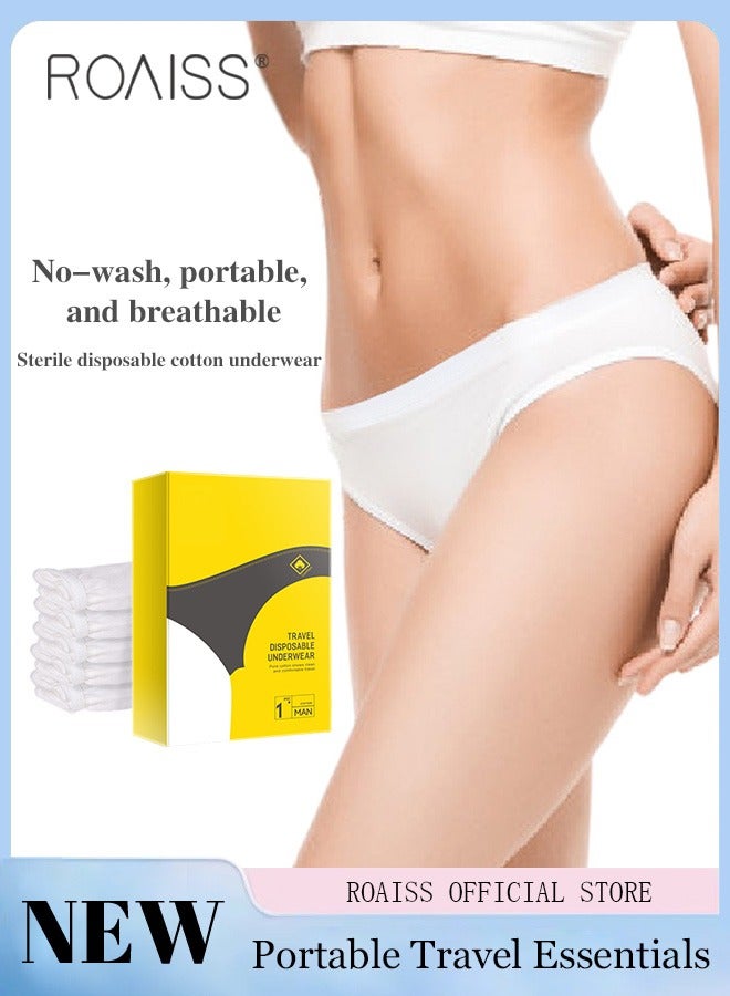 roaiss 5-Piece Disposable Underwear for Women Portable Throwaway Sterile Pure Cotton Underpants for Business Supplies Travel and Maternity Postpartum  - Image 1